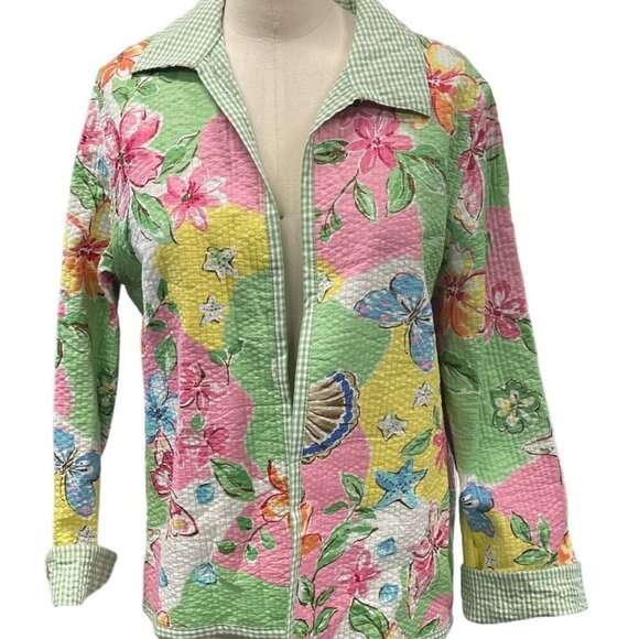 Alfred Dunner Women's Quilted Floral Jacket Size 10 Pastel Colors Long Sleeves - Picture 1 of 8